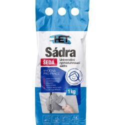 Sádra šedá HET 1kg – ideálne na opravy, montáž elektrokrabíc a vyplňovanie škár